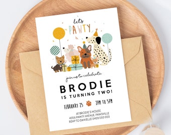 Dog Invitation Editable Puppy Party Invitation Printable Dog Pawty Invitation Dog Birthday Invitation Puppy Pawty Invitation Digital Dogs