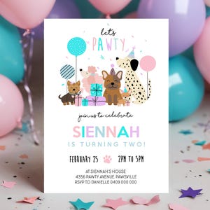 Dog Invitation Editable Puppy Party Invitation Printable Dog Pawty Invitation Girl Dog Birthday Invitation Puppy Pawty Invite Digital Dogs