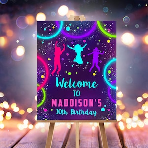 JUMP Welcome Sign Editable Jump Glow Welcome Birthday Sign Glow Jump Welcome Sign Bounce House Welcome Sign Jump Party Welcome 16x20 18x24