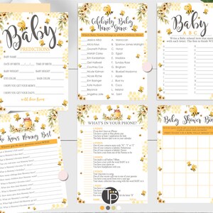 BEE BABY Shower Games Instant download Baby Shower Games Honey Bee Baby Shower Games Sunflowers and Bees Baby Shower Games Printable Bee
