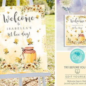 ABEJA BIENVENIDA SIGNO Descarga instantánea Signo de bienvenida Abeja Baby Shower Signo de bienvenida 16x20 Corjl Honeycomb Spring Bee Bienvenido Signo Bumble Bee Editar
