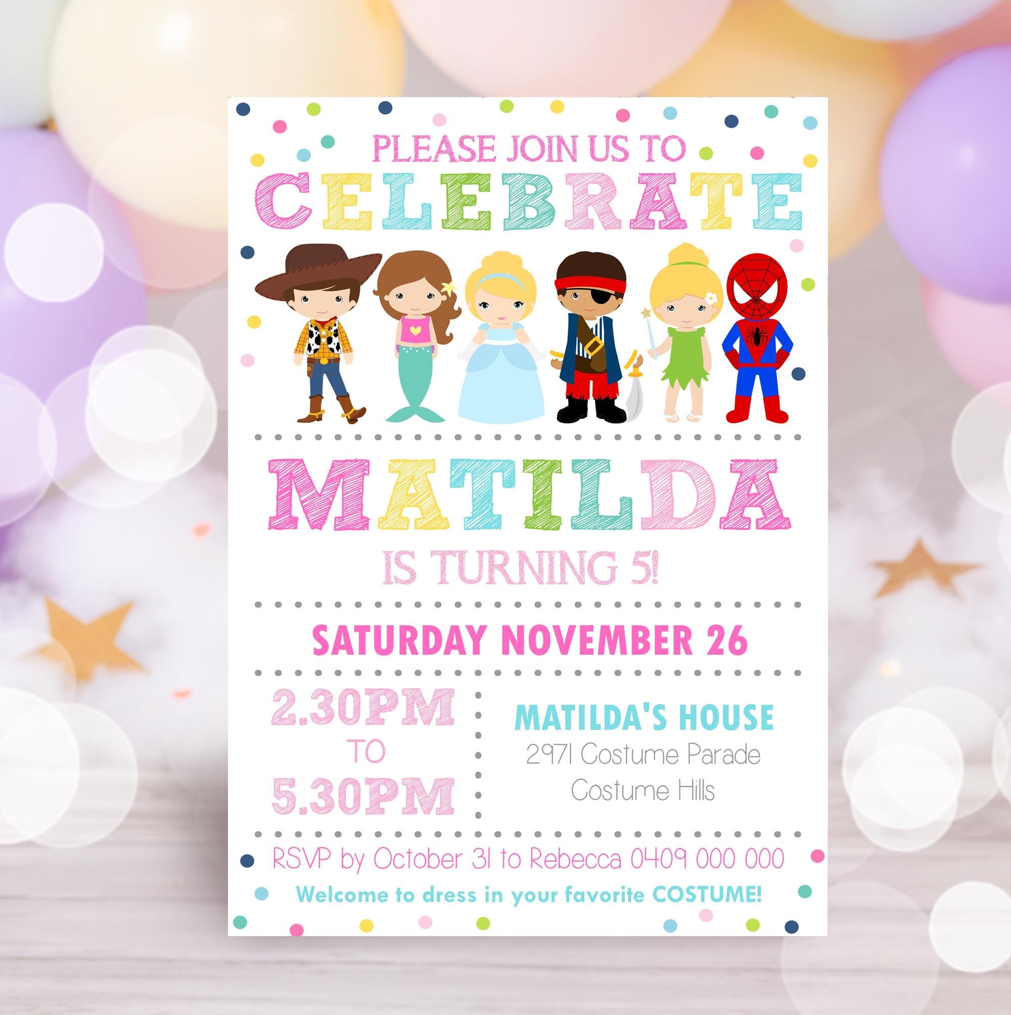 Costume Party Invitation: Dress up Birthday (DIY Digital Download) - Etsy  Ireland