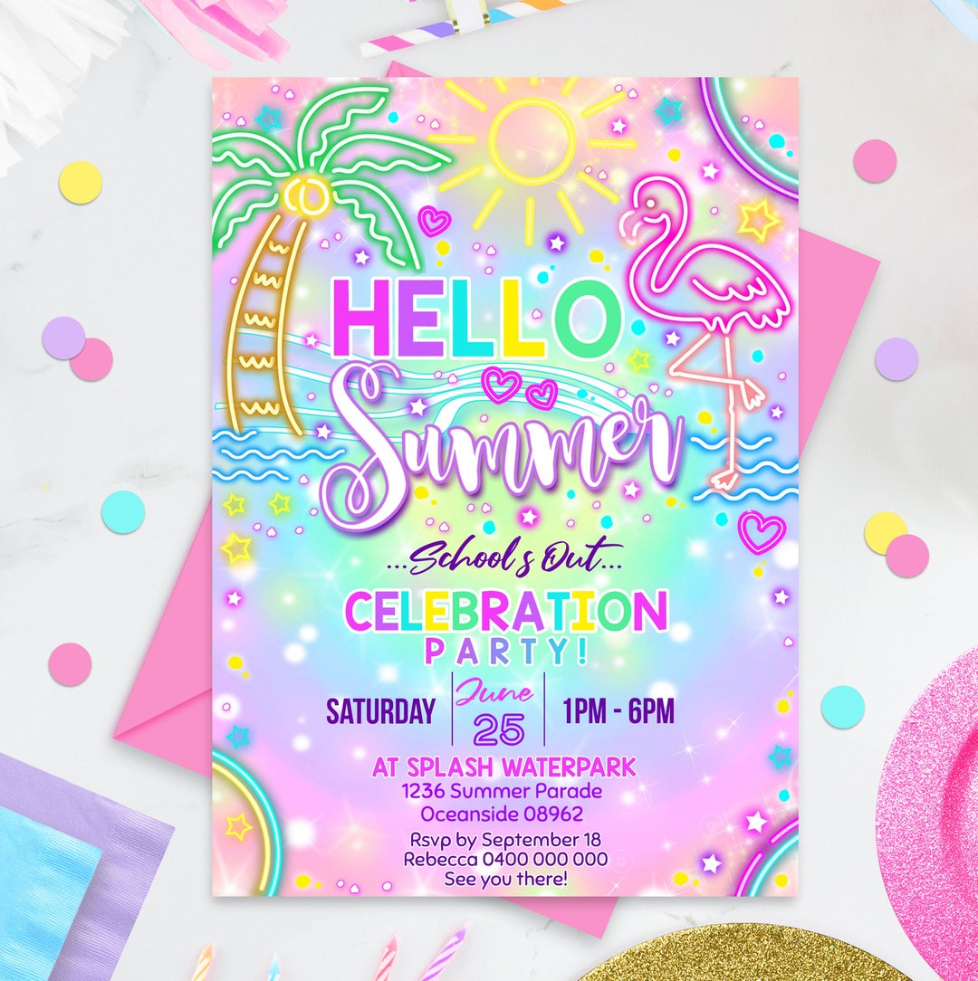 END OF SCHOOL Party Editable Schools Out Party Invitation Printable ...
