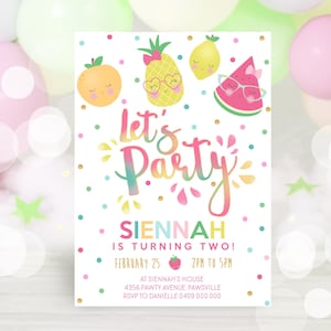 FRUIT INVITATION Instant download Tutti Frutti Invitation Fruit Party invitation Sweet One Party Fruit Birthday invitation Corjl Cute Fruit