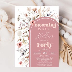 40TH BIRTHDAY INVITATION Instant Download Wildflower 40th Birthday Invitation Adult Wildflower Birthday Invitation Boho Forty Invitation