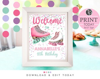 Welkomstbord rolschaatsfeest: aangepast verjaardagsdecor (pdf)