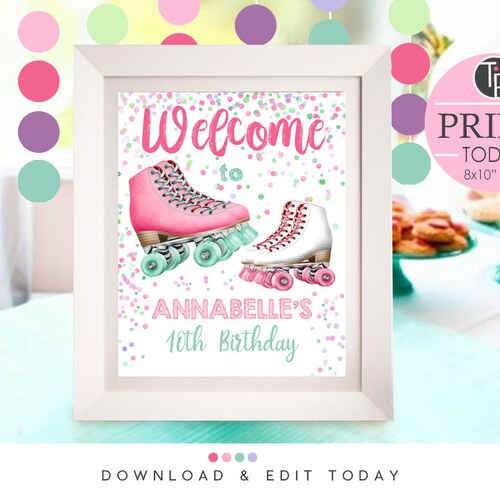 ROLLER SKATE PARTY Decorations Roller Skate Sign Etsy