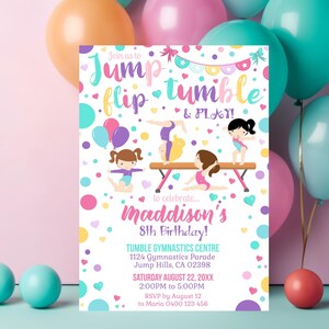 GYMNASTICS INVITATIONS Instant download Gymnastics Invitation Gymnastics Party Gymnastics Party Invitation Editable Gymnastics Corjl Invite