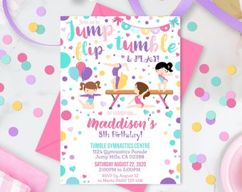 GYMNASTICS INVITATIONS Instant download Gymnastics Invitation Gymnastics Party Gymnastics Party Invitation Editable Gymnastics Corjl Invite