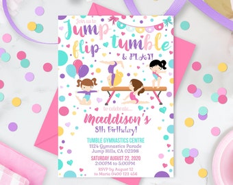 GYMNASTICS INVITATIONS Instant download Gymnastics Invitation Gymnastics Party Gymnastics Party Invitation Editable Gymnastics Corjl Invite