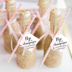 Pop the Champagne Im changing my last name favor tag Bridal Shower favor tag Pop it Champagne favor tags diamond shaped favor tags Wedding