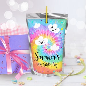 Rainbow Clouds Caprisun Label Printable Cloud 9 Capri sun Label Editable Cloud 9 Juice Pouch Labels Rainbow Clouds Party Favors Caprisun
