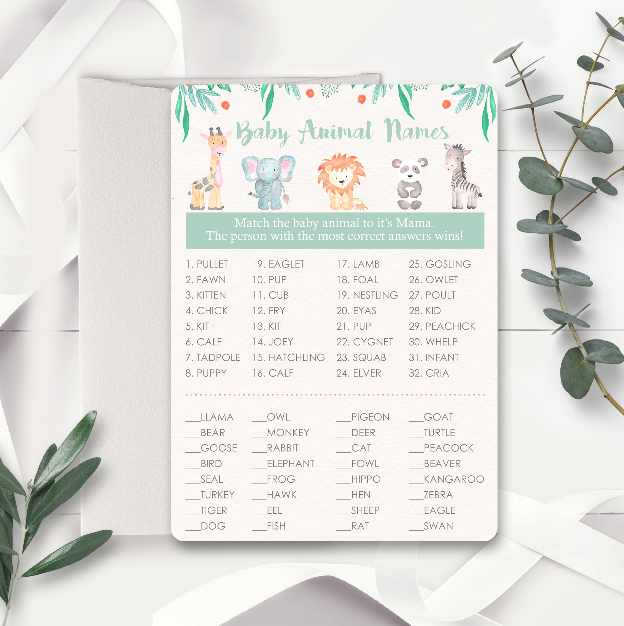 Baby Animal Shower Game Instant Download Baby Animal Name Game - Etsy Baby Animal Shower Game Instant Download Baby Animal Name Game - Etsy