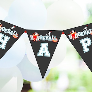DODGEBALL BANNER Editable Dodgeball Party Flags Dodge Ball Birthday Banner Dodgeball Happy Birthday Banner Editable Dodgeball Party Decor