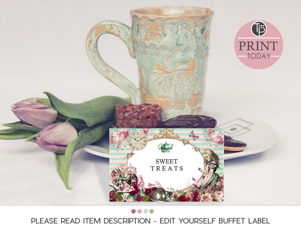 Alice in Wonderland Food Labels Instant Download Alice in Etsy