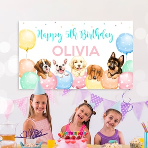 DOG Birthday Banner Instant Download 60x36 Dog Birthday Welcome Sign Large Editable Dog Backdrop Dog Pawty Banner Puppy Birthday Banner