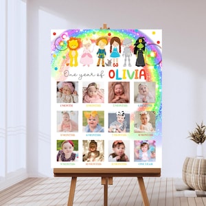 Wizard of Oz 1st Birthday Photo Board: Rainbow Girl Photo Collage (Digital Download)
