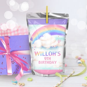 Regenbogen Wolken Caprisun Etikett bedruckbare Wolke 9 Caprisun Etikett bedruckbare Wolke 9 Saftbeutel Etiketten Regenbogenwolken Gastgeschenke Caprisun