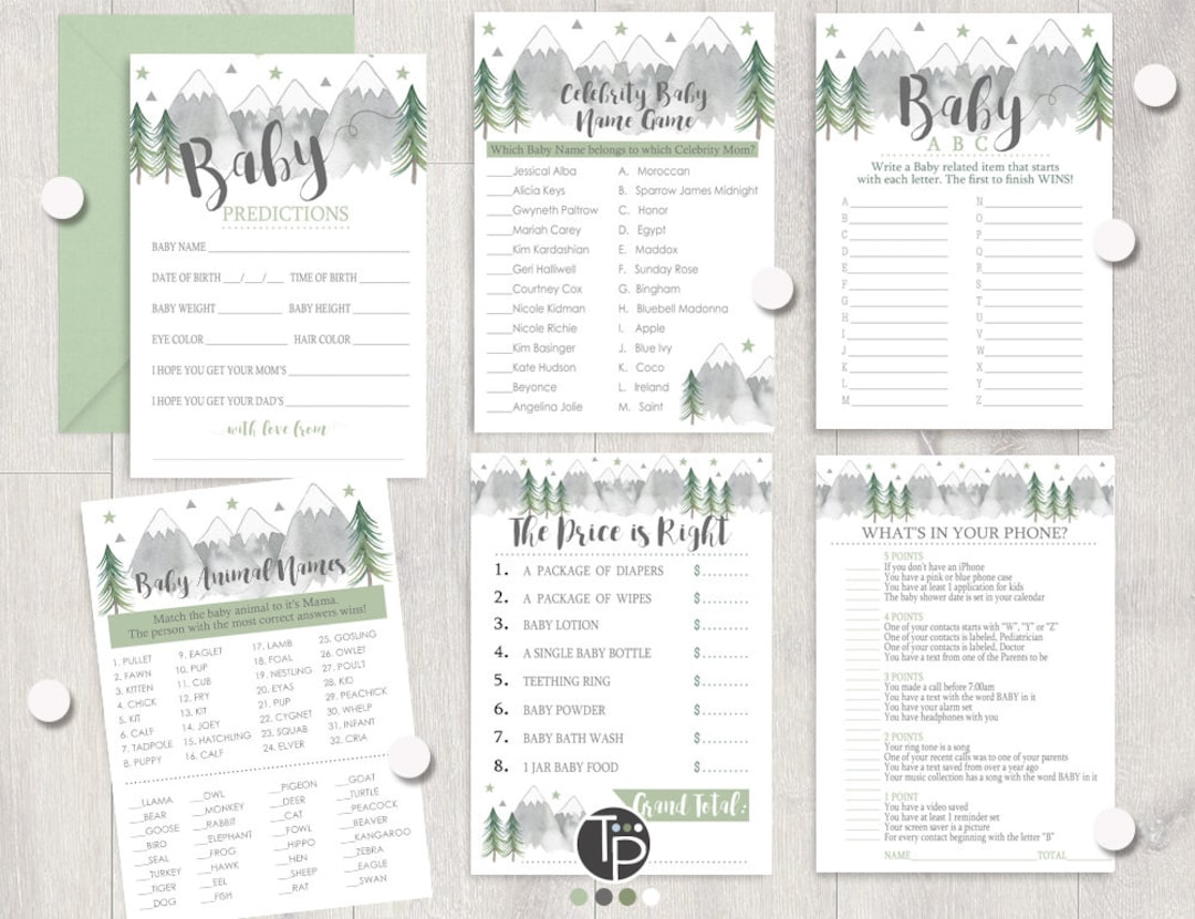 ADVENTURE BABY SHOWER Games Instant Download Baby Shower Games Neutral