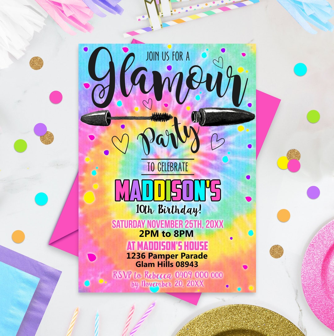 GLAMOUR PARTY INVITATION Pamper Birthday Invitation Spa Party Glamour