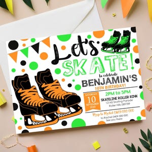 Boy ICE SKATING INVITATION Ice Skating Party Invitation Ice Skate invitation Boy Ice Skating Party Ice Skating Birthday Ice Skating Corjl