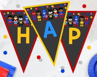Superhero Birthday Banner: Editable Party Decorations (Digital Download)