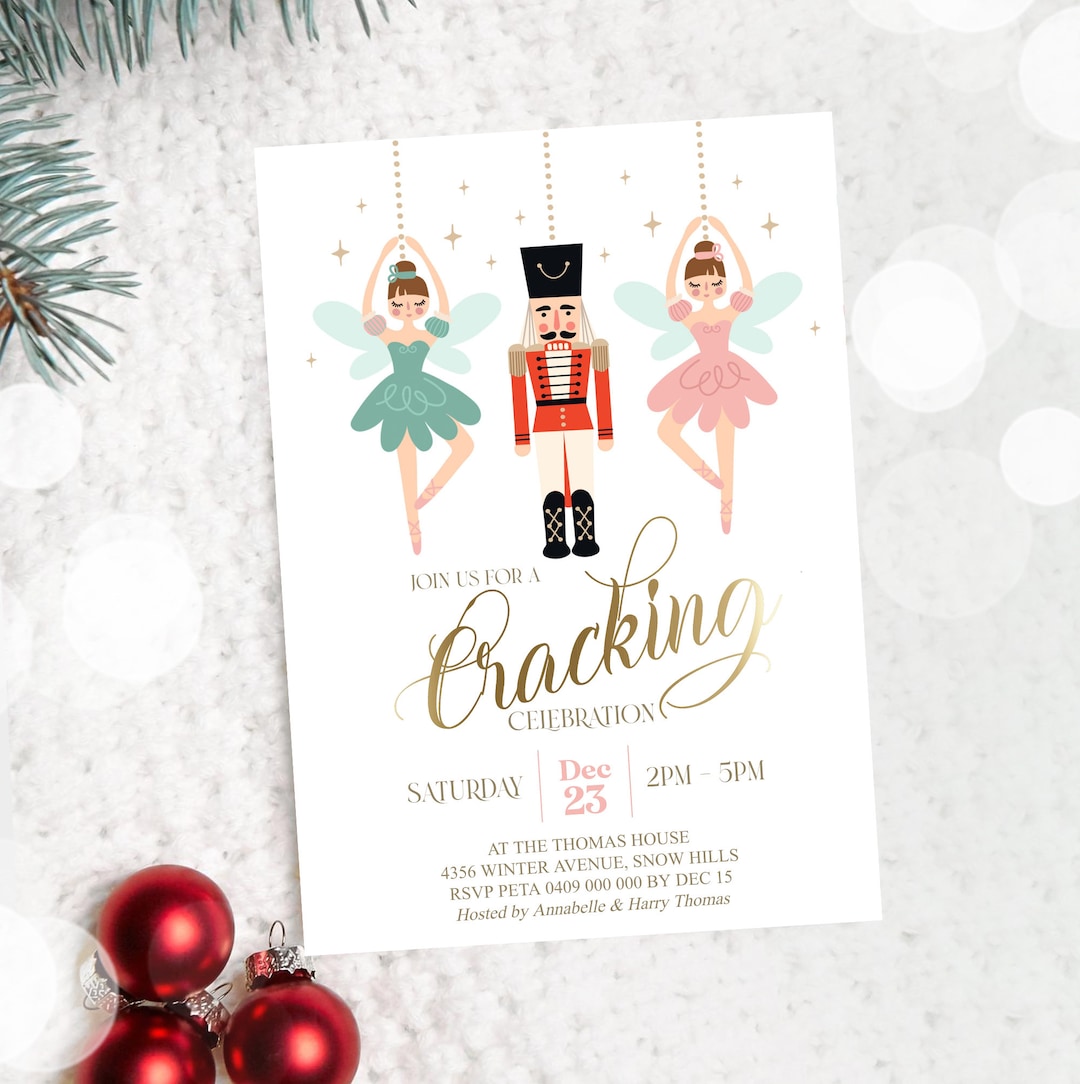 Editable Nutcracker Christmas Invitation Nutcracker Holiday Party