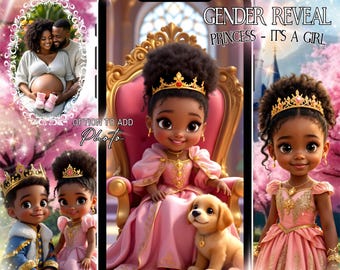 Prince or Princess Gender Reveal Video: African American Baby Photo Announcement (MP4 Digital Download)