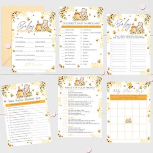 Winnie the Pooh BABY Shower Games Instant download Baby Shower Games Vintage Winnie the Pooh Baby Shower Games Sunflowers Winnie the Pooh