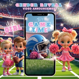 GENDER REVEAL VIDEO Announcement Football or Cheerleader Gender Reveal Video American Football Video Baby Announcement Boy Gender Reveal MP4