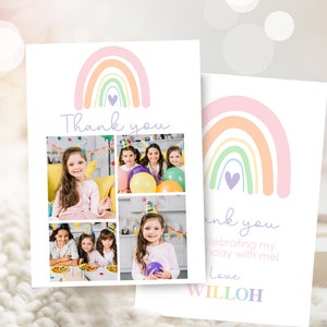 REGENBOGEN Fotocollage Danke Karte Regenbogen Danke Karte Bearbeitbar Pastell Regenbogen Danke Karte Digital Modern Rainbow Pastel Geburtstag