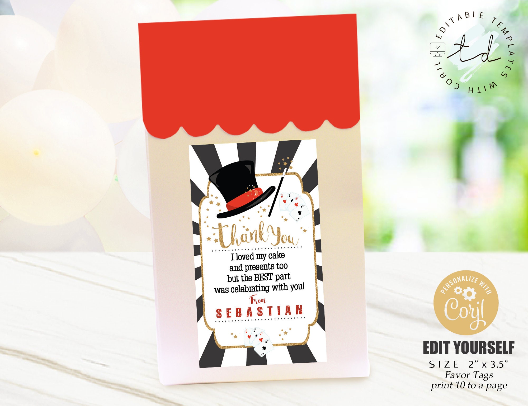 MAGIC FAVOR TAG Editable Magic Show Favor Tag Magic Party Etsy