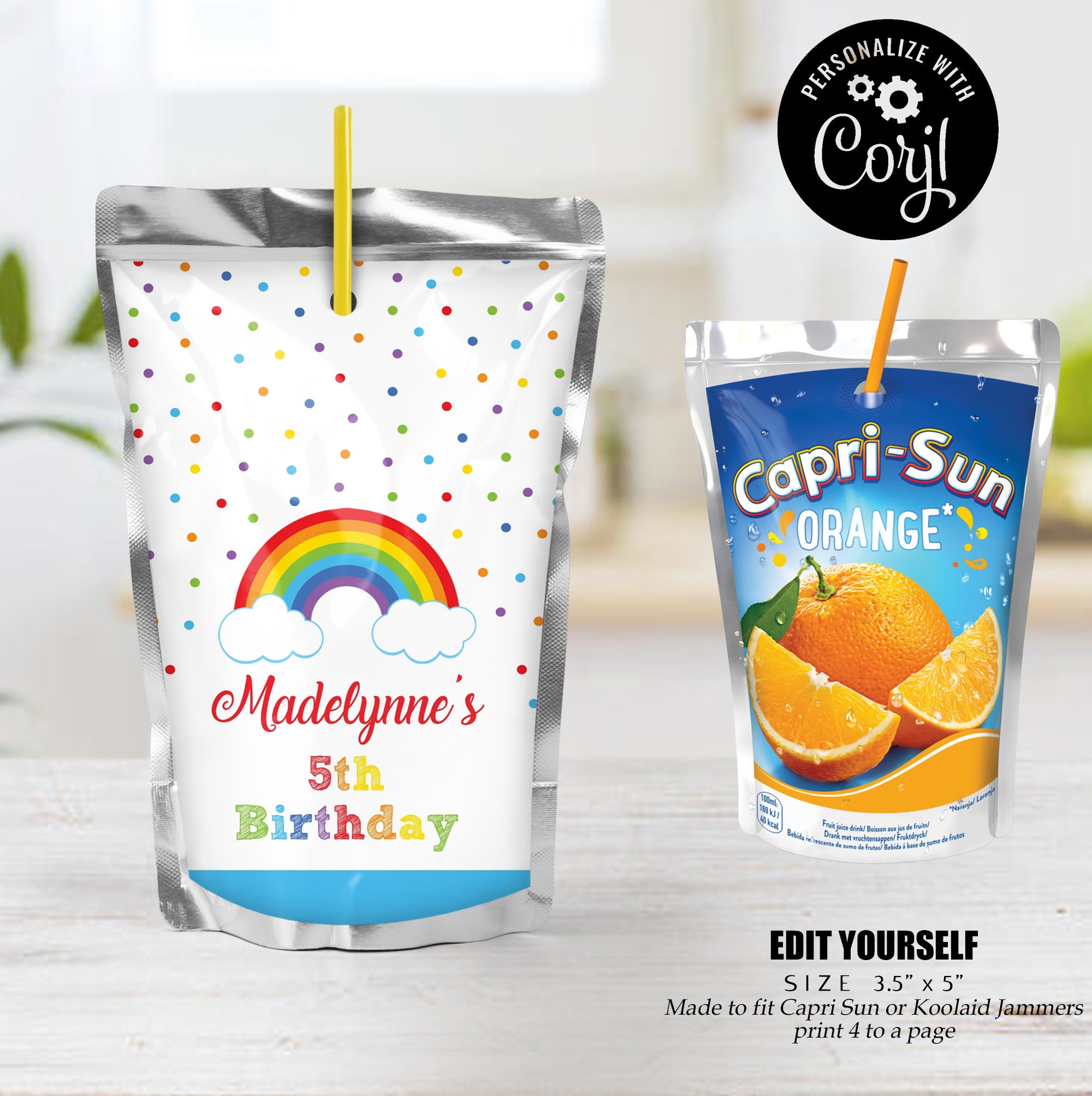 Rainbow Capri Sun Label: Editable Juice Pouch Wrapper (digital Download ...
