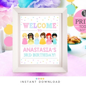 Princess Party Decorations, Princess Welcome Sign, Instant Download Princess Sign, Princess Party, Printable Princess Birthday, 0217