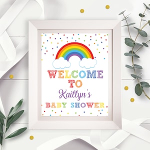 RAINBOW WELCOME SIGN Instant Download Sign Rainbow Welcome Sign Editable Rainbow Baby Shower Welcome Sign Rainbow Decor Printable Template