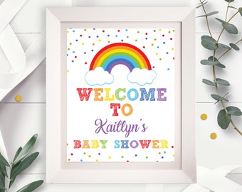 RAINBOW WELCOME SIGN Instant Download Sign Rainbow Welcome Sign Editable Rainbow Baby Shower Welcome Sign Rainbow Decor Printable Template