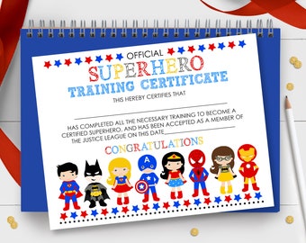 SUPERHERO Training Certificate Superhero Certificate Superhero Party Favor Instant Download Superhero Certificate Printable Superhero 0276