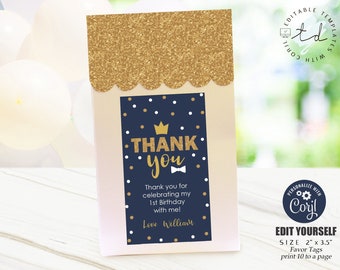 Mr. Onederful Favor Tags: Editable First Birthday (Digital Download)