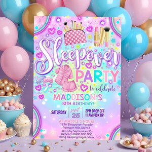 Spa Sleepover Birthday Invitation: Editable Girl&#39;s Pamper Party (Digital Download)