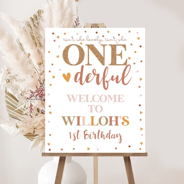Isn't she lovely isn't she Onederful Welcome Sign Editable Boho Party Signs Printable Modern Boho Birthday Sign Boho Welcome Birthday Sign