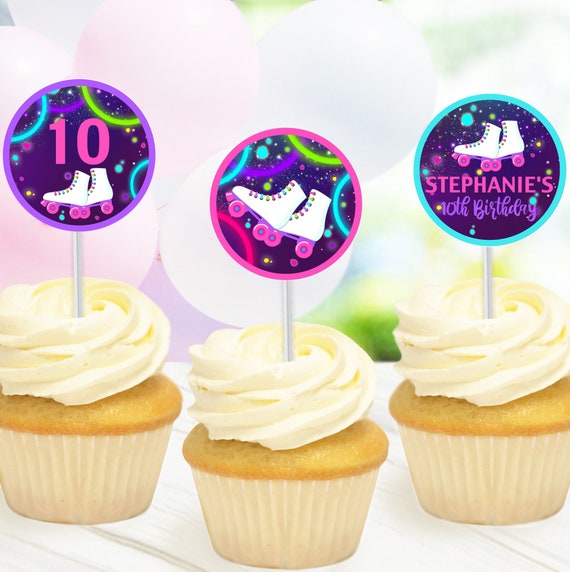 Skate Cupcake Toppers Instant Download Roller Skate Glow Etsy