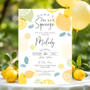 CITRUS BABY SHOWER Einladung Mamas Main Squeeze-Babyparty einladen Digitale Zitrone-Babyparty-einladen Sofortiger Download Zitrone-Baby