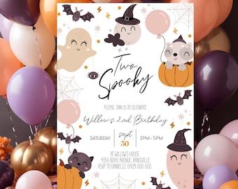 Spooky Geburtstagseinladung: Boho Geisterparty (Digitaler Download)