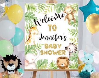 Jungle Animals Baby Shower Welcome Sign (Digital Download)