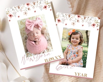Wildflower First Birthday Photo Banner: Editable Rainbow Design (Digital Download)