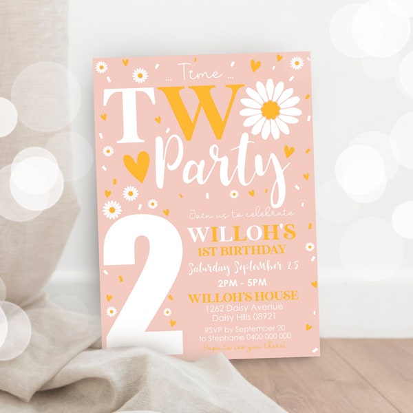 Daisy Birthday Invitation Etsy