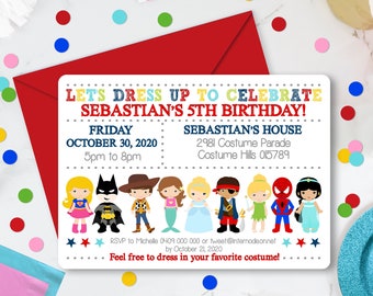 Costume Party Invitation: Dress Up Birthday, Editable (Digital Download)