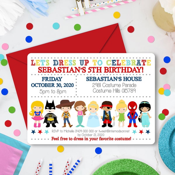 Boy COSTUME PARTY INVITATION Instant Download Dress up Party Invitation Boy Girl Costume Party Printable invitation Editable Costume 0262