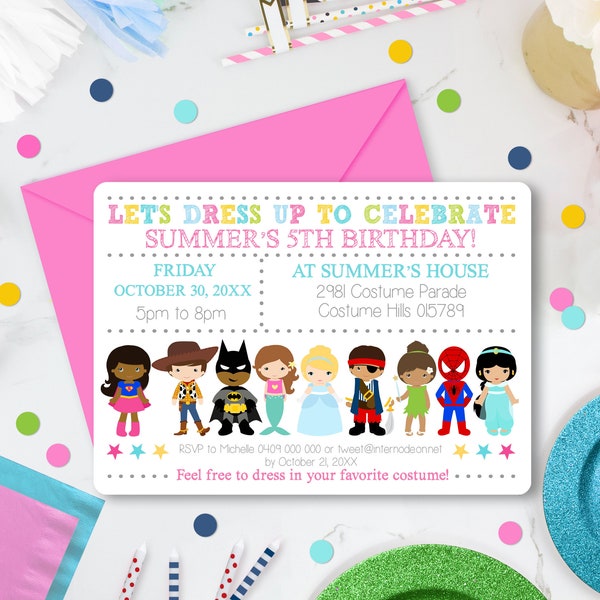 COSTUME PARTY INVITATION Instant Download Dress up Party Invitation Costume Party Mixed Race Costume Invitation Mixed Race Dress Up Corjl