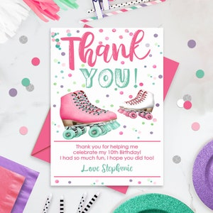 ROLLER SKATE THANK You Card Girl Rollerskate Thank You Cards Printable ...